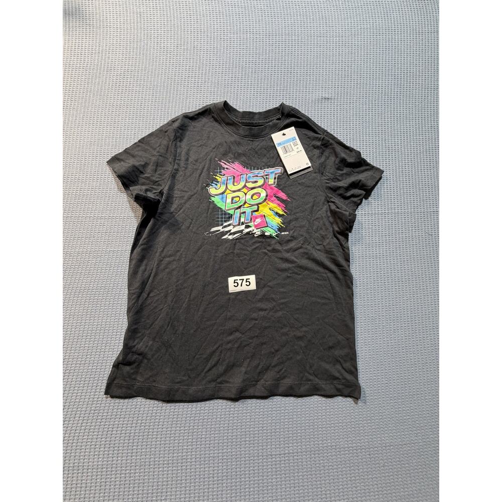 NIKE Boys Swoosh‎  Black Tee Sz M  Brand New